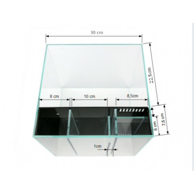 Akwarium z panelem filtracyjnym 30x30x30 (5mm) 27l